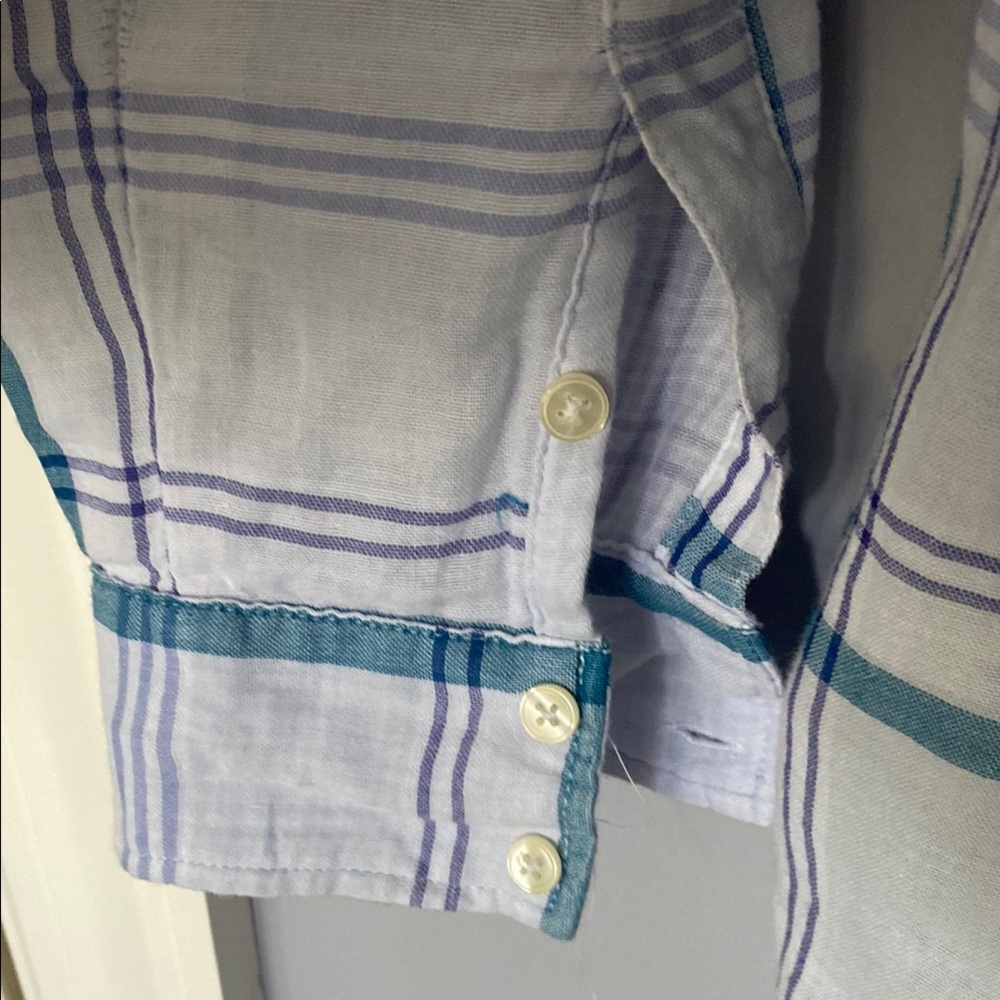 Express Teal and White Plaid Shirt - Picture 6 of 13